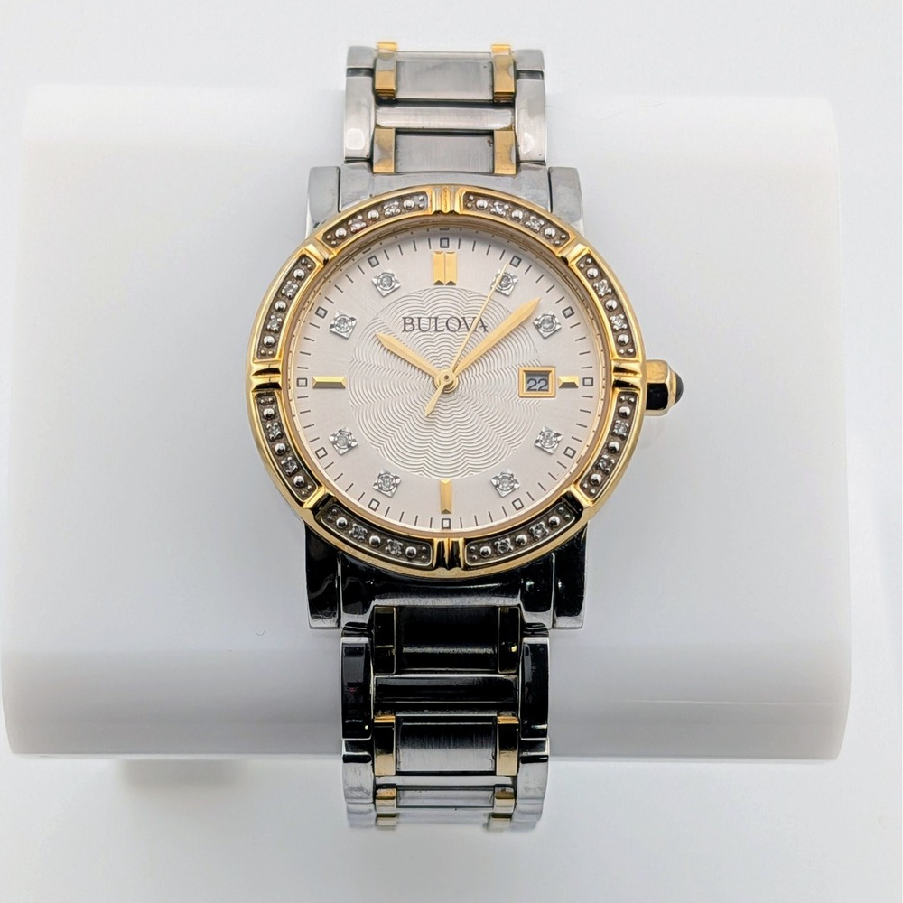 Bulova Diamond Gallery 98R226 Genuine Diamond Two Tone Women's Watch 30mm